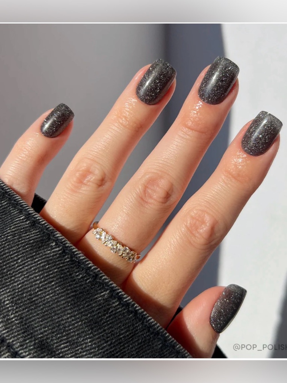 Black Silver Sparkle Press-On Nails